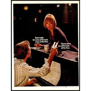 1970 Viceroy Cigarettes Sheet Music Piano Blonde Lounge Singer Vintage Print Ad